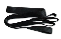 photo of black polyester webbing straps that are one inch wide.
