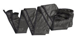 A pair of snakeskin hammock and tarp sleeves partially unfolded.