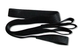 photo of black polyester webbing straps that are one inch wide.